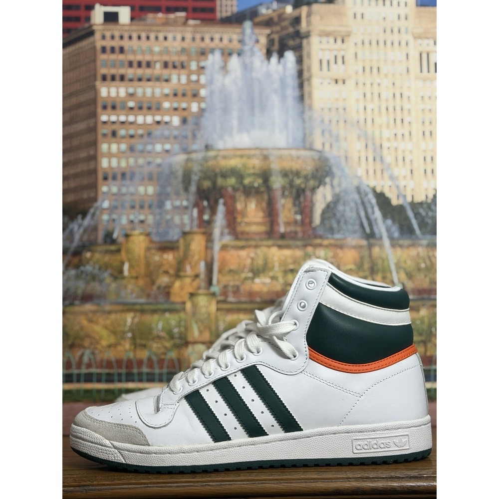 adidas Top Ten HI Miami Hurricanes White Green Orange Men's Size 10.5